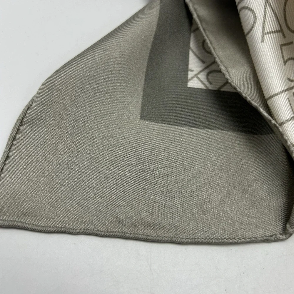 Space 519 Boutique Scarf Gray Ivory Print Gold Coast Chicago Hand Rolled Read